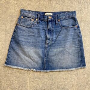 Madewell Denim Skirt Womens 30 Blue Rigid A Line Mini Frayed Hem Five Pocket